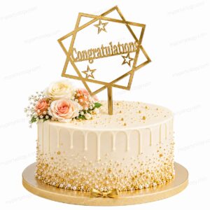 Congratulations Gold Geometric Cake Topper