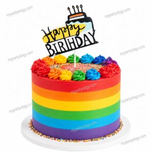 Happy Birthday Cake On Stick Cake Topper