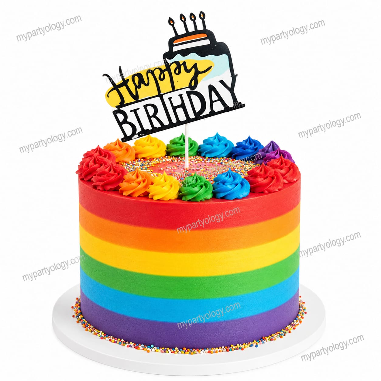 Happy Birthday Cake On Stick Cake Topper