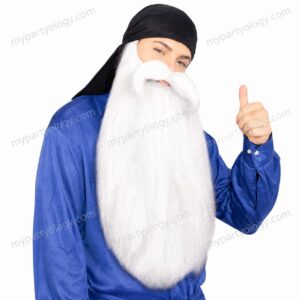 Wizard White Extra Long Beard & Mustache Set (Pack of 1)