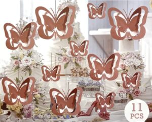 Butterfly 3D Rose Gold Hanging Decor Kit (Pack of 11)
