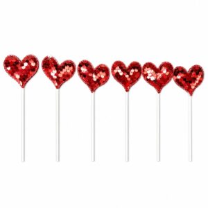 Sequenced Red Heart Cake Topper (Pack of 6)