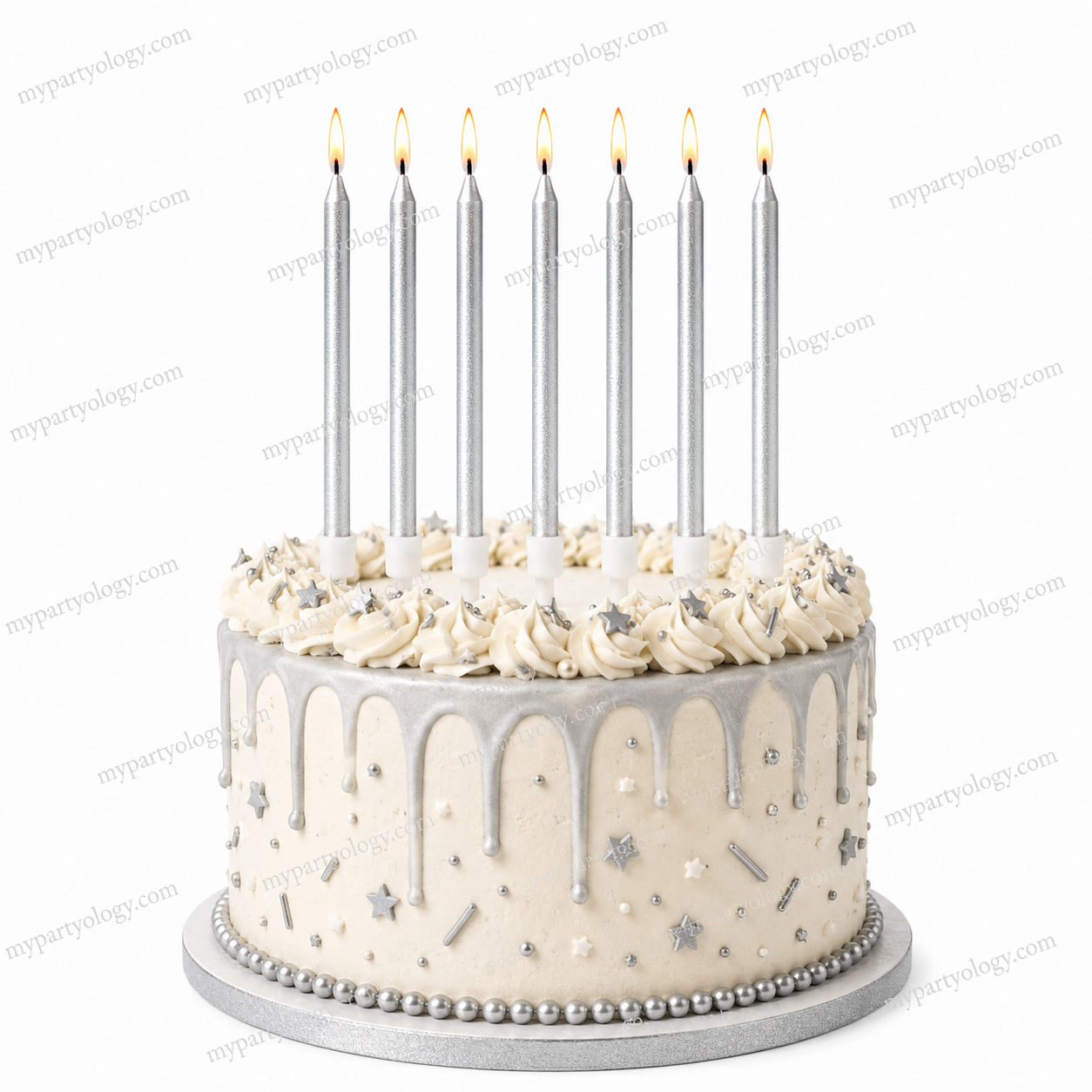 Metallic Silver 5'' Candles (Pack of 6)