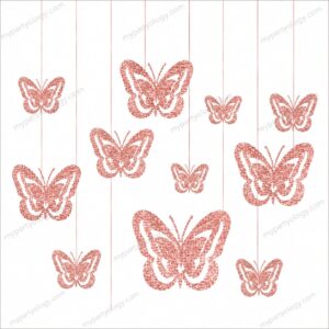 Butterfly 3D Rose Gold Hanging Decor Kit (Pack of 11)