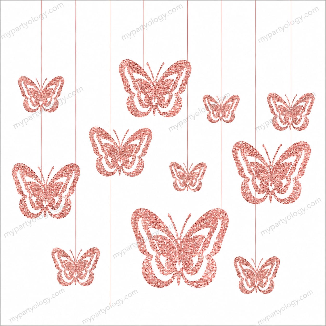 Butterfly 3D Rose Gold Hanging Decor Kit (Pack of 11)