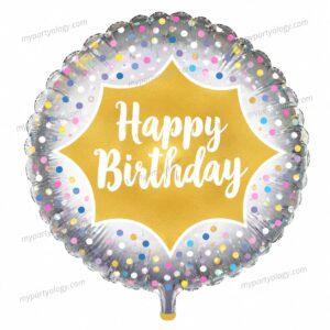 Happy Birthday Satin Gold Burst 18" Foil Balloon