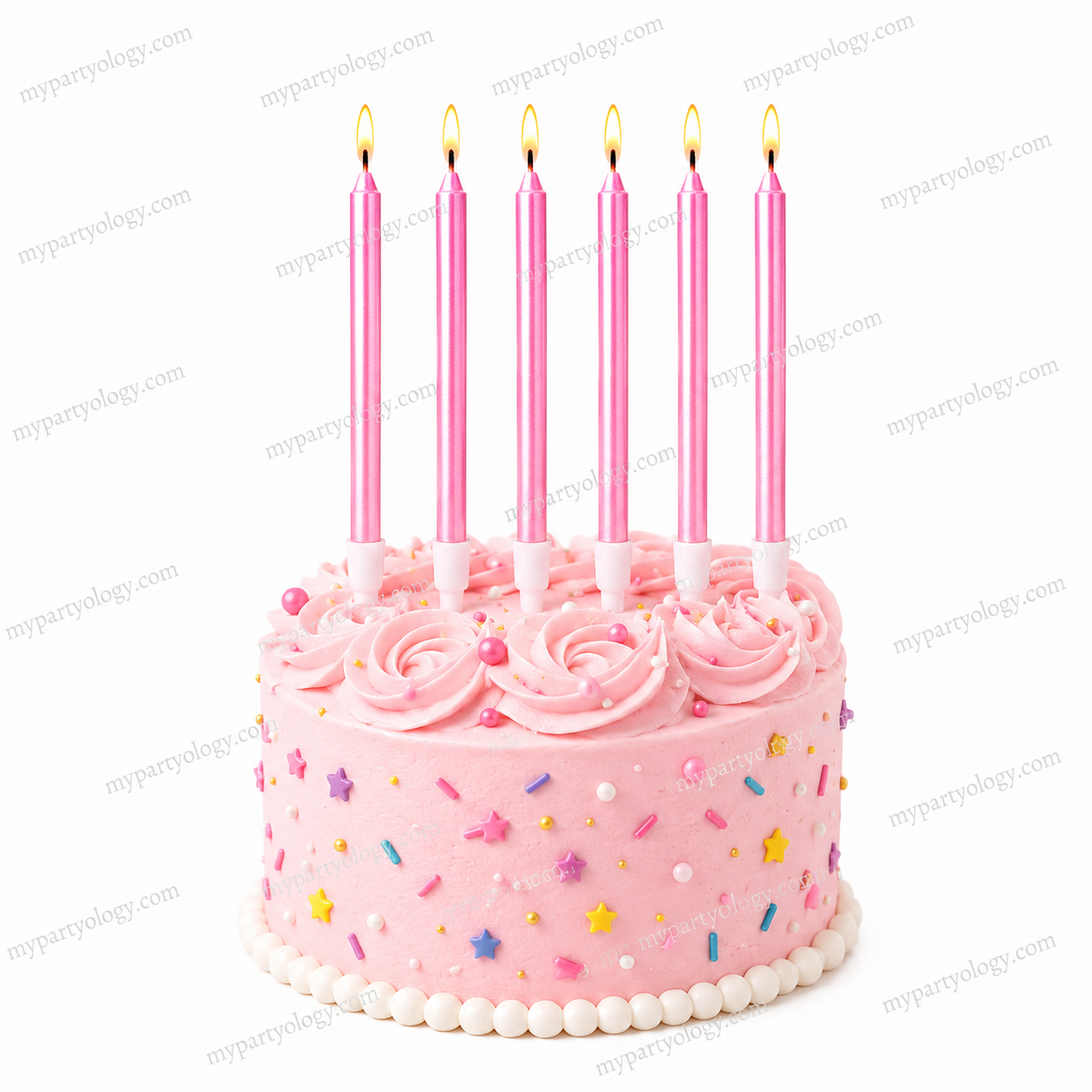 Metallic Pink 5'' Candles (Pack of 6)