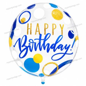 Happy Birthday Blue & Gold 20" Balloon
