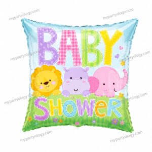 Baby Shower Square Metallic Animal Square 18'' Foil Balloon