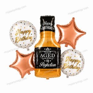 Happy Birthday Aged to Perfection White Foil Balloon Set (Pack of 5)