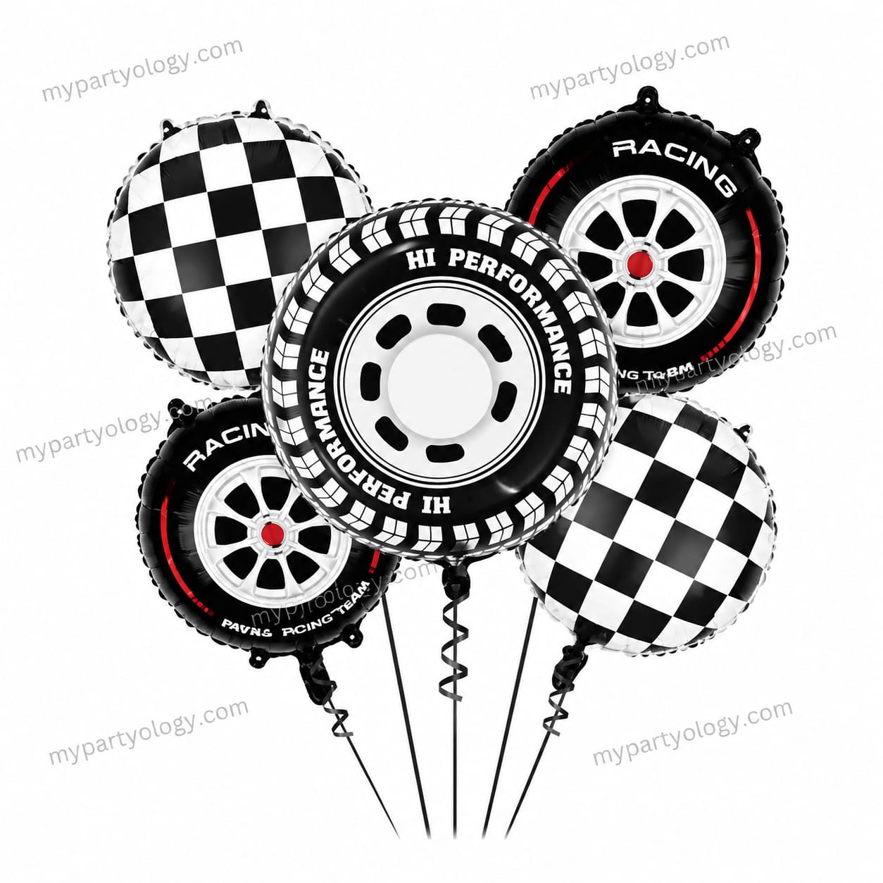 Racing Car Tyres Foil Balloon Set (Pack of 5)