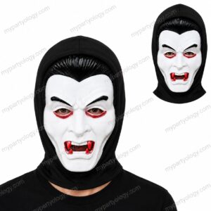 Dracula White Face Hooded Plastic Mask