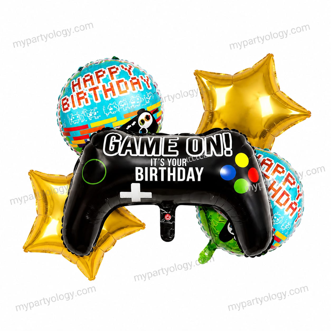 Happy Birthday Game On Foil Balloon Set (Pack of 5)
