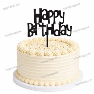 Happy Birthday Black Cake Topper