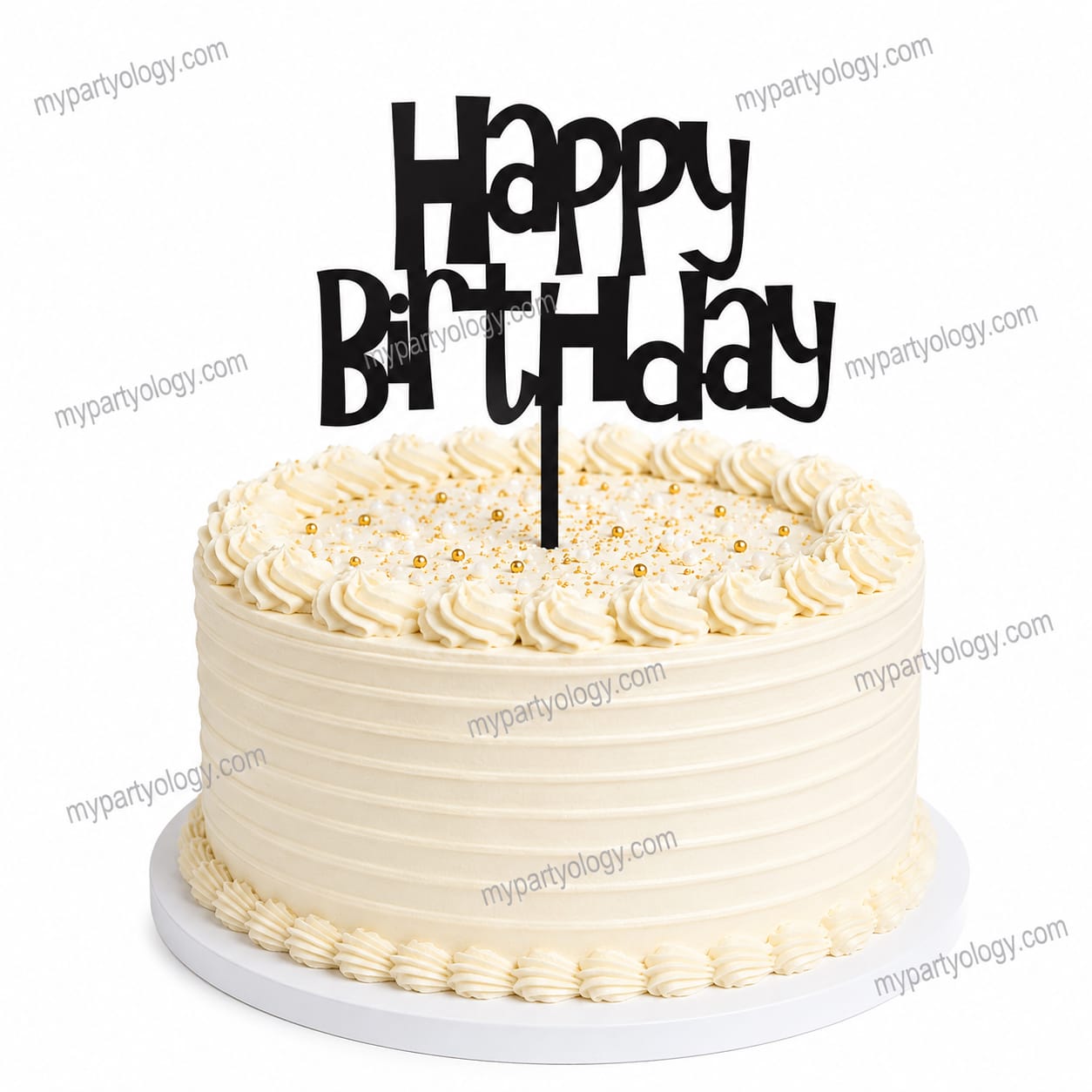 Happy Birthday Black Cake Topper