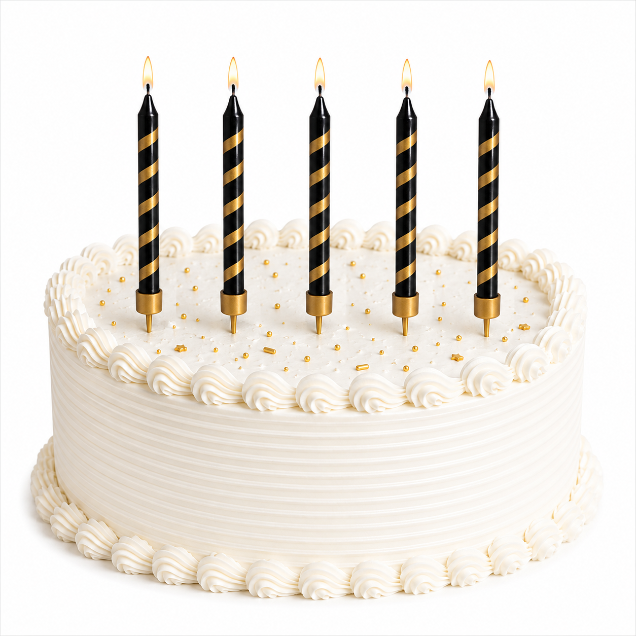 Black Candles with Gold Metallic Stripes