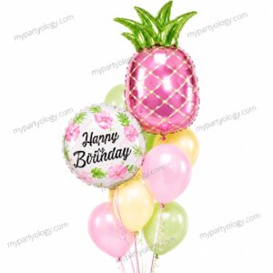 Happy Birthday Pineapple Pastel Latex Balloon Set (Pack of 8)