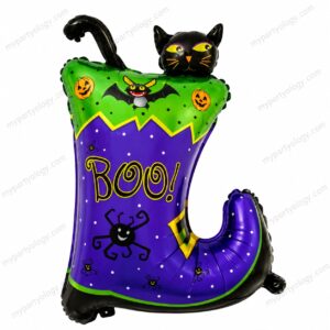 Witch Boot & Cat Boo 30" Foil Balloon