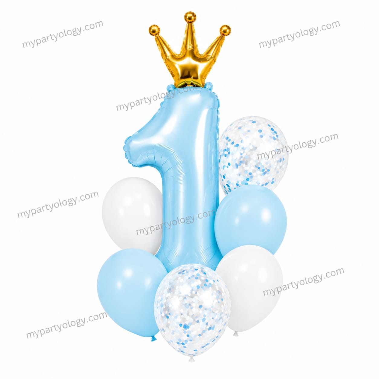 1st Birthday Blue Prince Balloon Set (Pack of 7)