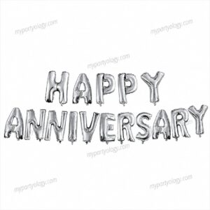 Happy Anniversary Silver 16" Foil Balloon Banner