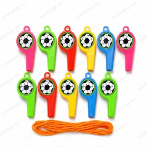 Assorted Coloured Plastic Whistles (Pack of 12)