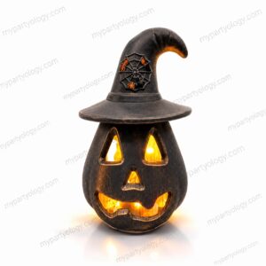 Pumpkin Black & Gold LED Lantern