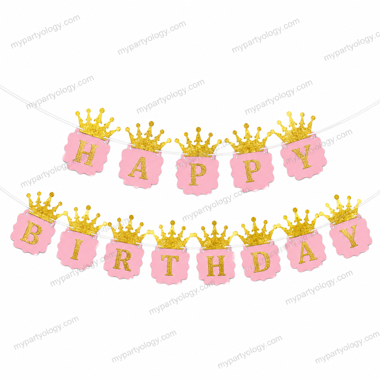 Happy Birthday Princess Crown Paper Banner