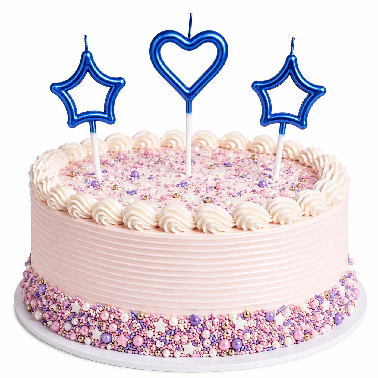 Fancy Heart & Stars Blue Pick Candles