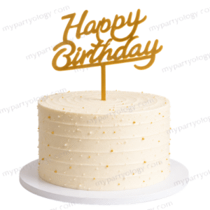 Happy Birthday Gold Cursive Cake Topper
