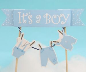 Its A Boy Blue Banner Cake Topper