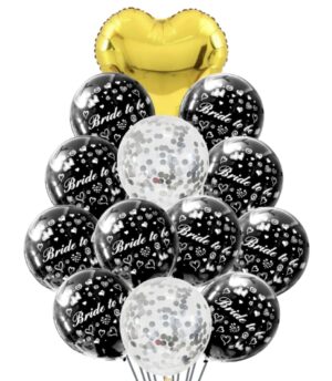 Bride to Be Black & Gold Balloons (Pack of 13)