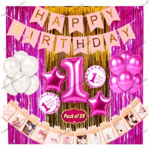 1st Birthday Girl Decor Set (Pack of 59)