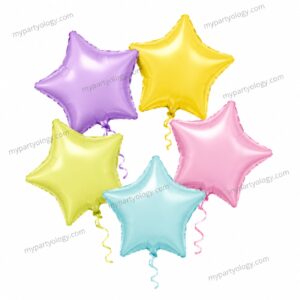 Pastel Star Coloured Foil Balloon Set (Pack of 5)