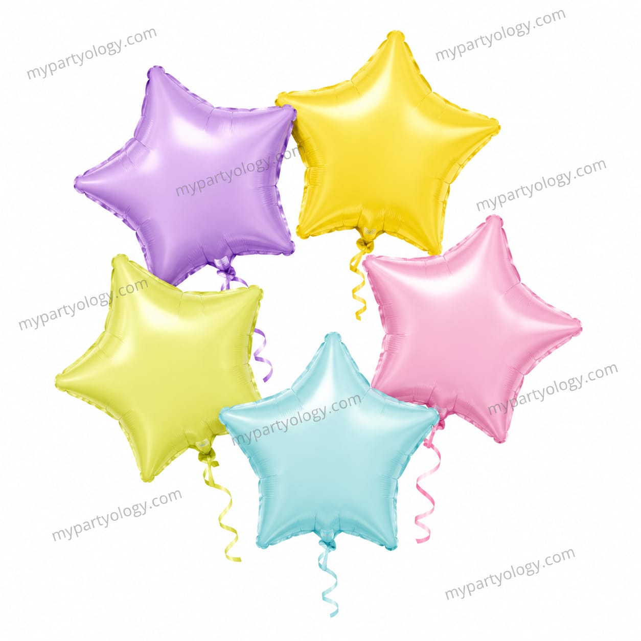 Pastel Star Coloured Foil Balloon Set (Pack of 5)
