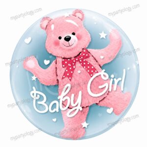 Baby Girl Pink Teddy Round 24'' Foil Balloon
