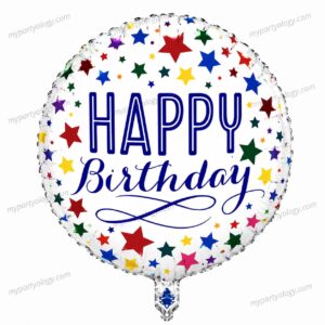 Happy Birthday Silver Galaxy of Stars 18" Foil Balloon