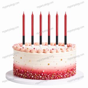 Happy Birthday Red Metallic Pencil Candles (Pack of 6)