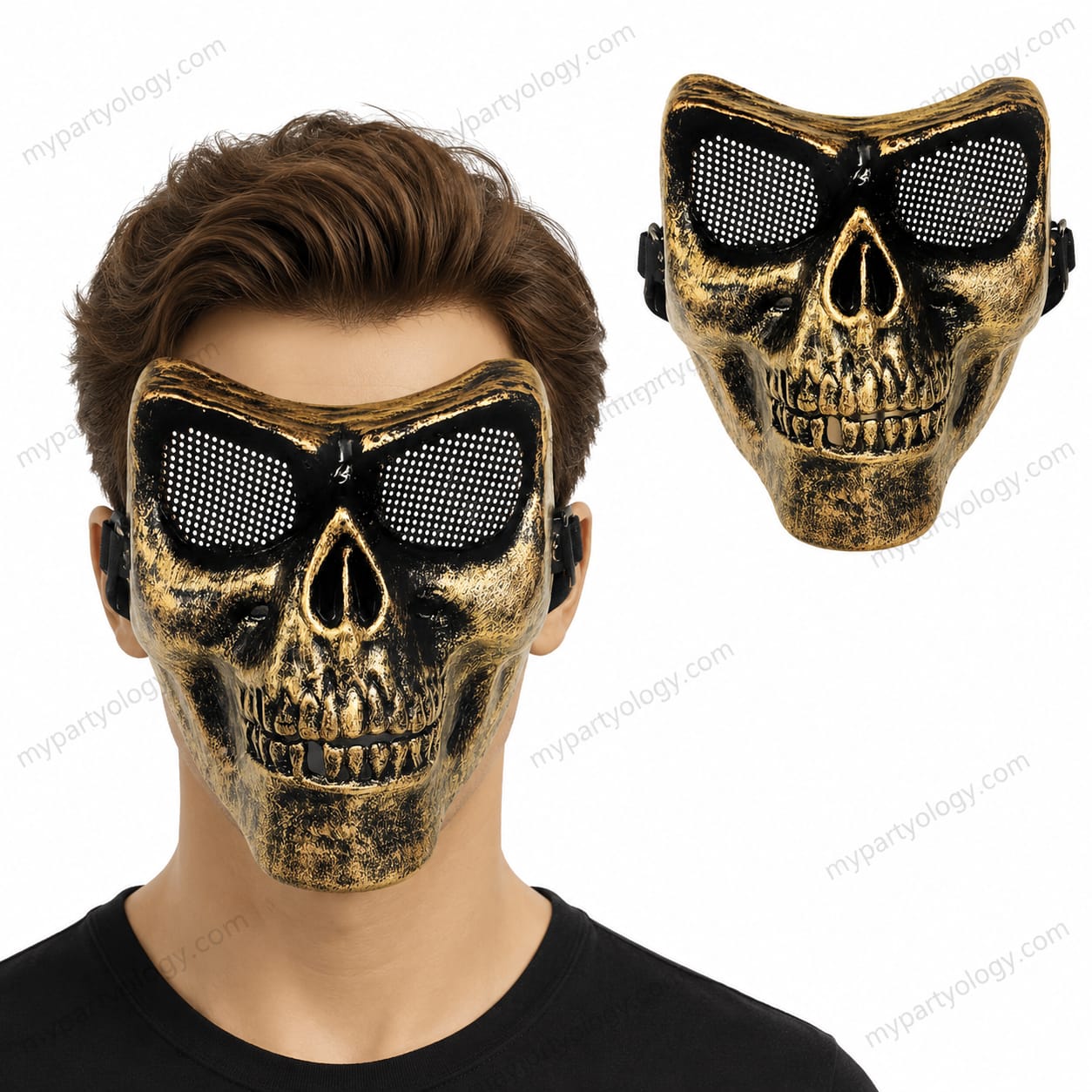 Gold Military Skull Face Mask
