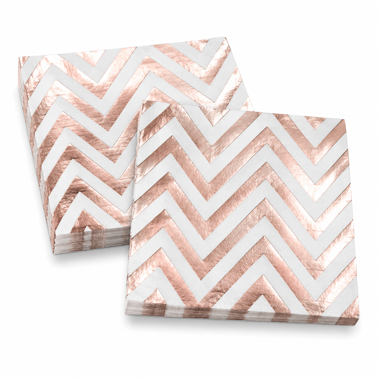 Rose Gold & White Chevron Dinner Napkins