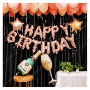 Rose Gold Happy Birthday Champagne Set (Pack of 67)