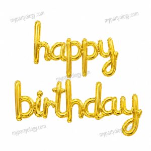 Happy Birthday Cursive Gold 13" Foil Balloon Banner