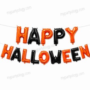Happy Halloween Orange & Black 16" Foil Balloon Banner