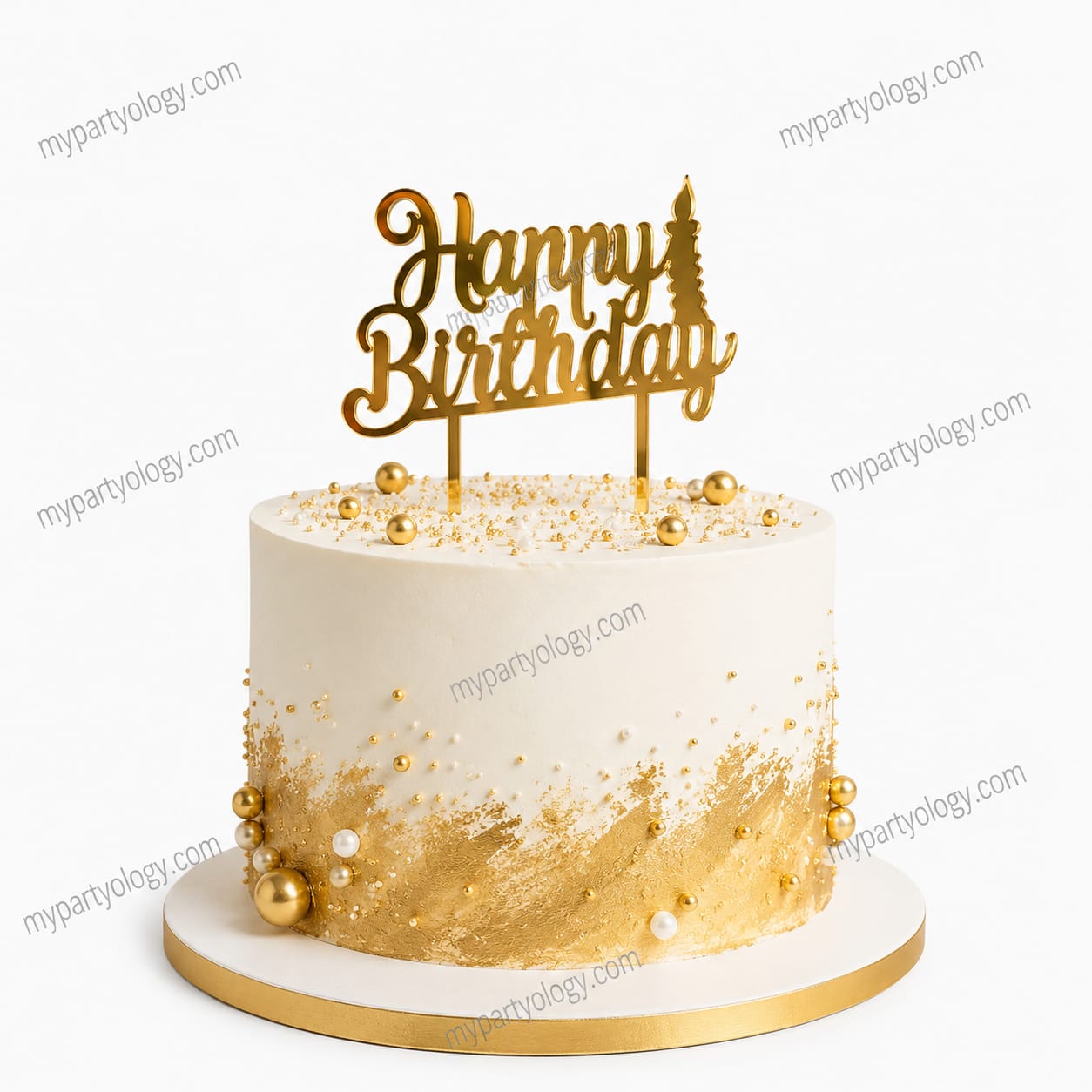 Happy Birthday Gold Acrylic Cake Topper