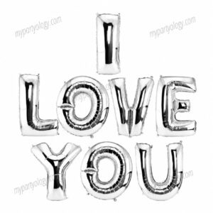 I Love You Silver 16" Foil Balloon Banner