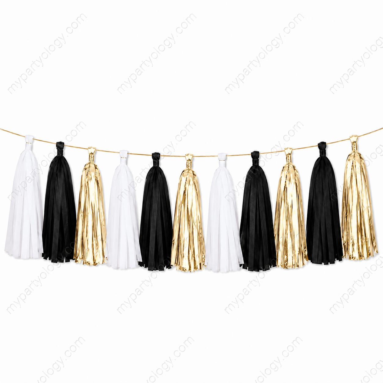 Gold, White & Black Tassles Hanging Decor Set (Pack of 15)