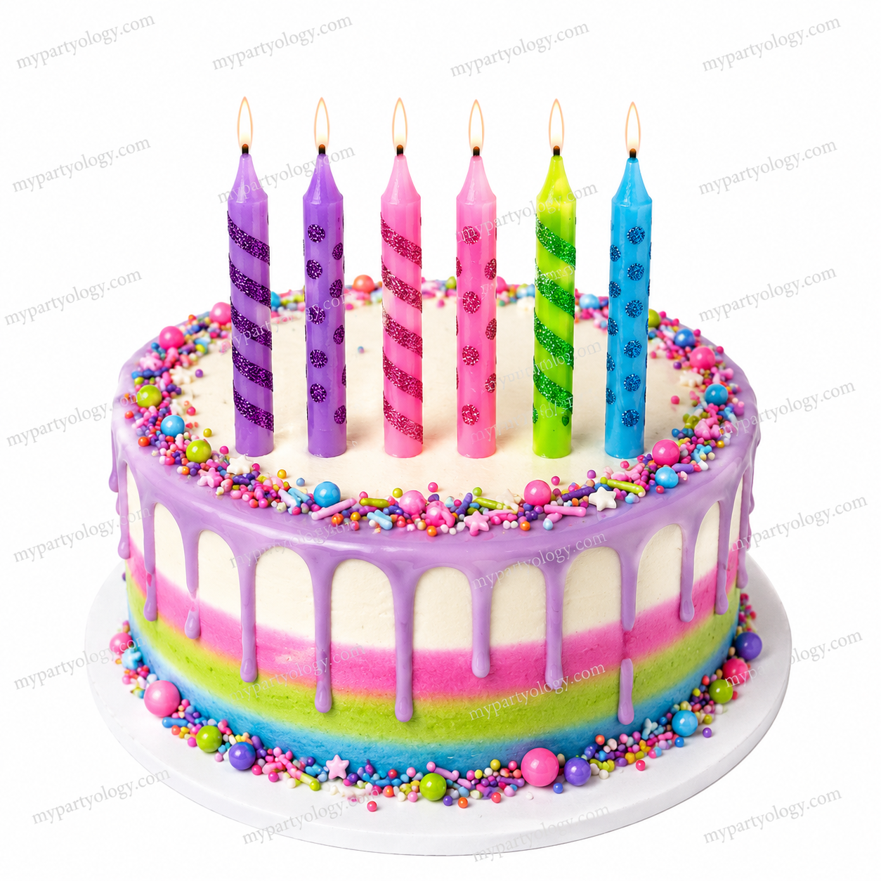 Dots & Stripes Colurful Candles (Pack of 16)