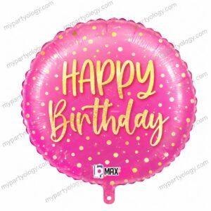 Happy Birthday Pink And Gold 18" Foil Balloon (Betallic Italy)