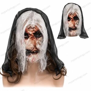 Old Witch With Hair Silicon Mask