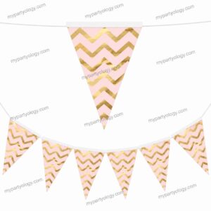 Pink and Gold Chevron 10ft Flag/Pennant Banner