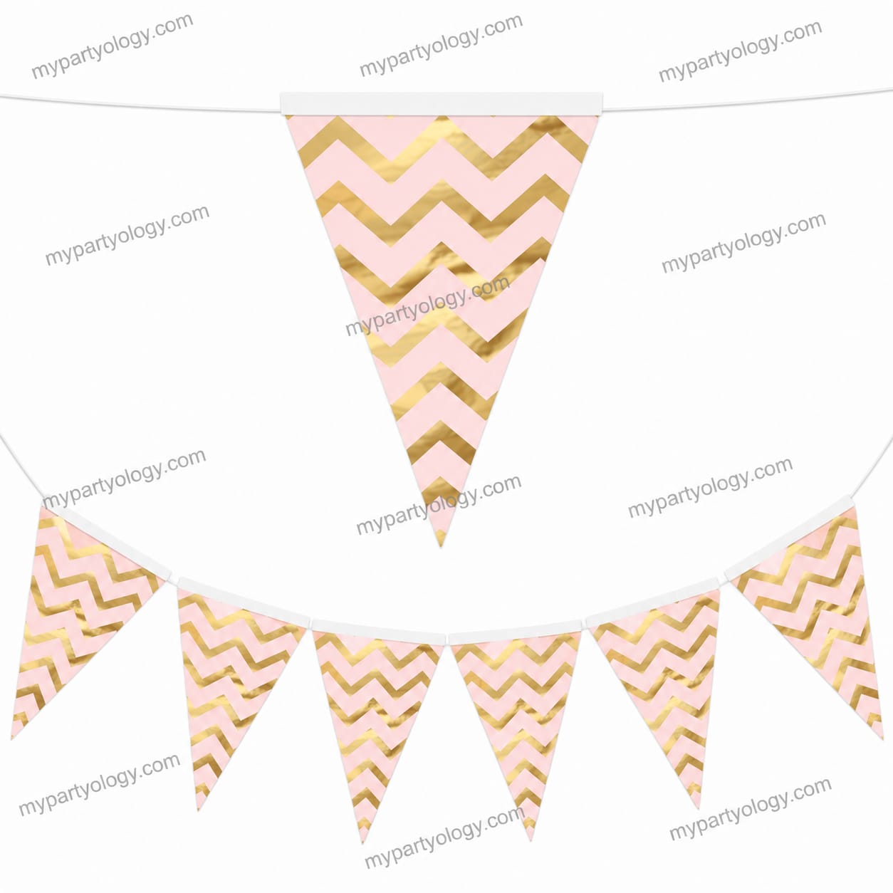 Pink and Gold Chevron 10ft Flag/Pennant Banner